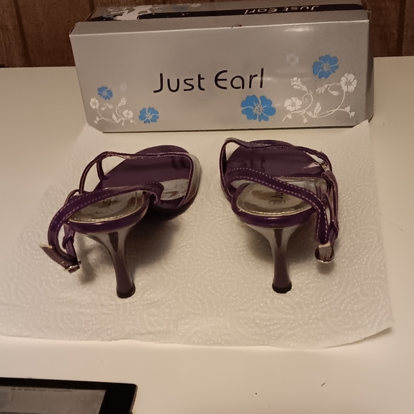 JUST EARL CLARISSA PURPLE LADIES HEELED SANDALS. SIZE 10 M. - Picture 3 of 6